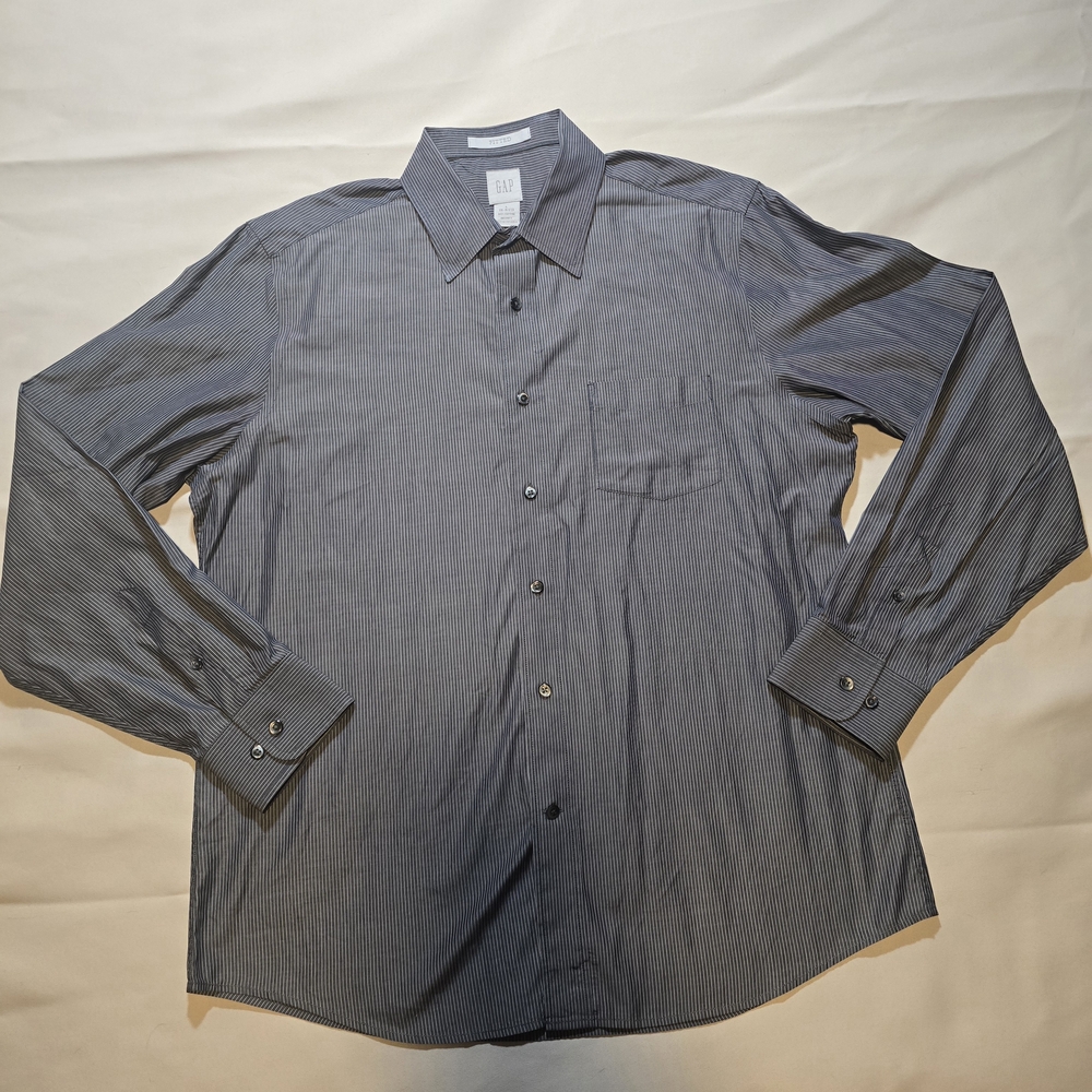 GAP Men's Gray Striped Dress Shirt